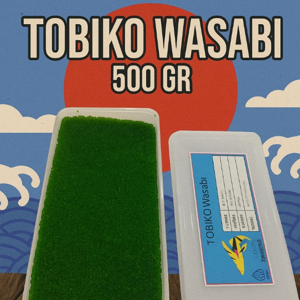 

Telur Ikan Terbang Halal Tobiko Wasabi Premium 500gr Flying Fish Roe
