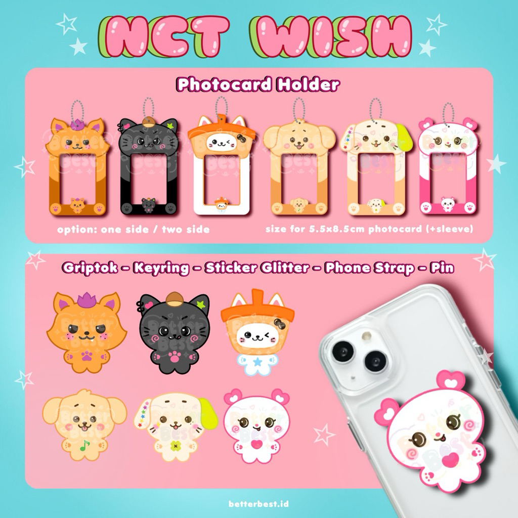 NCT WISH CARD HOLDER KEYCHAIN GRIPTOK Popsocket Keyring Cahol Photocard