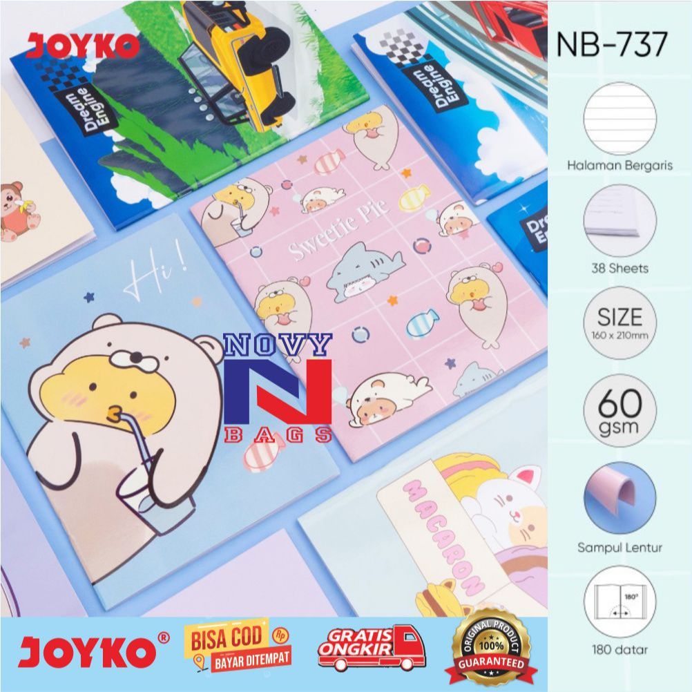 

Buku Tulis Sekolah JOYKO Isi 38 Lembar HARGA 1 PAK (10 BUKU) Notebook Joyko NB-737 Dream Engine, Dessert, Sweetie