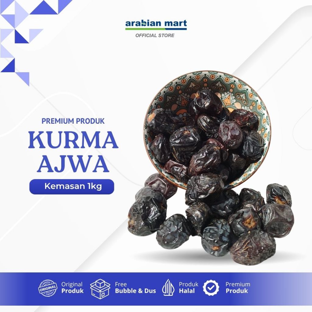 

Kurma Ajwa 1kg Premium Jumbo Original Kurma Nabi Ajwa dari Madinah untuk Oleh Oleh Haji dan Umroh