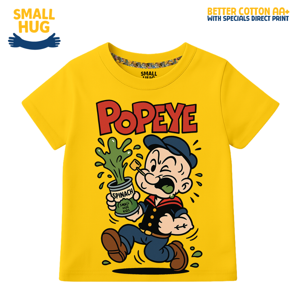 SMALL HUG KIDS - Baju Kaos Atasan Anak Laki Laki Cowok Cartoon POPEYE SPLASH KUNING 2-10 Tahun