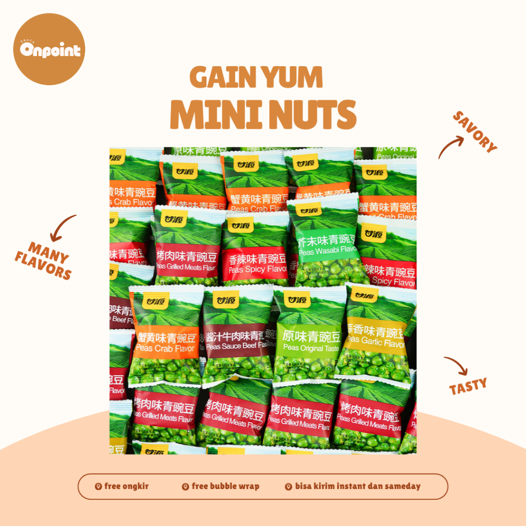 

Gain Yum Mini Nuts Assorted Flavors | Cemilan Kacang-kacangan Aneka Rasa Kacang Polong Kacang Koro Aneka Rasa
