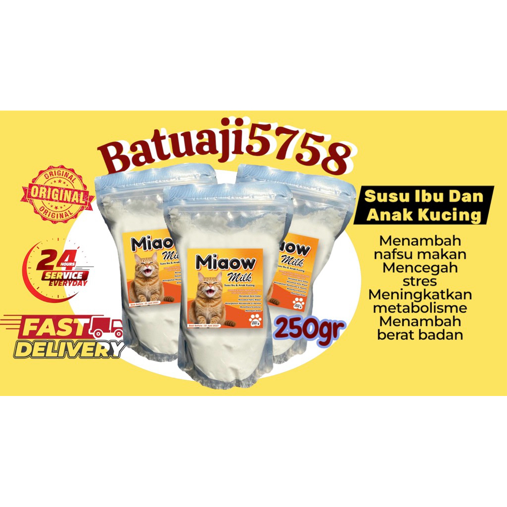 Susu Kucing Miaow 250 Gram/Susu Kucing Anak dan Dewasa/Susu Kucing Segala Usia