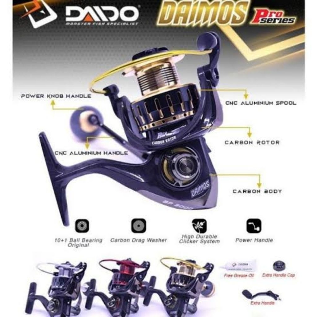 REEL DAIDO DAIMOS PRO SERIES 1000/2000 - CARBON BODY POWER HANDLE