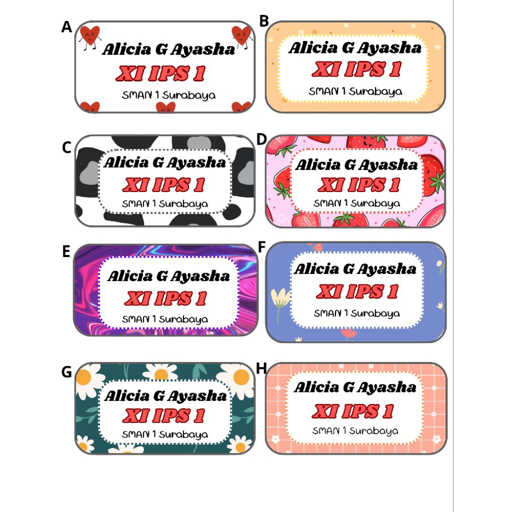 

[ISI 45] STICKER LABEL NAMA ANAK SD BOTOL MINUM BUKU DESIGN CUSTOM WATERPROOF ANTI AIR