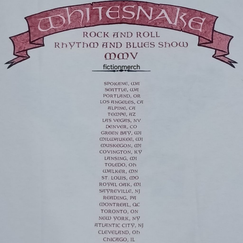 Kaos Band WHITESNAKE import original Size XL - Flag Tattoo Tour NOS HANES