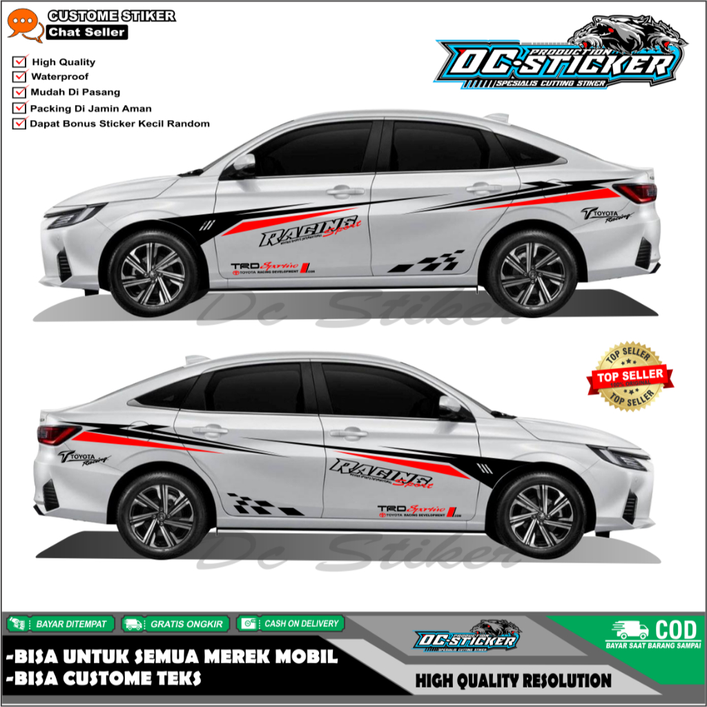 COD Sticker Mobil Sedan All New Vios Camry Corolla Accord Stiker Vios 1.5 G Stiker Toyota Racing