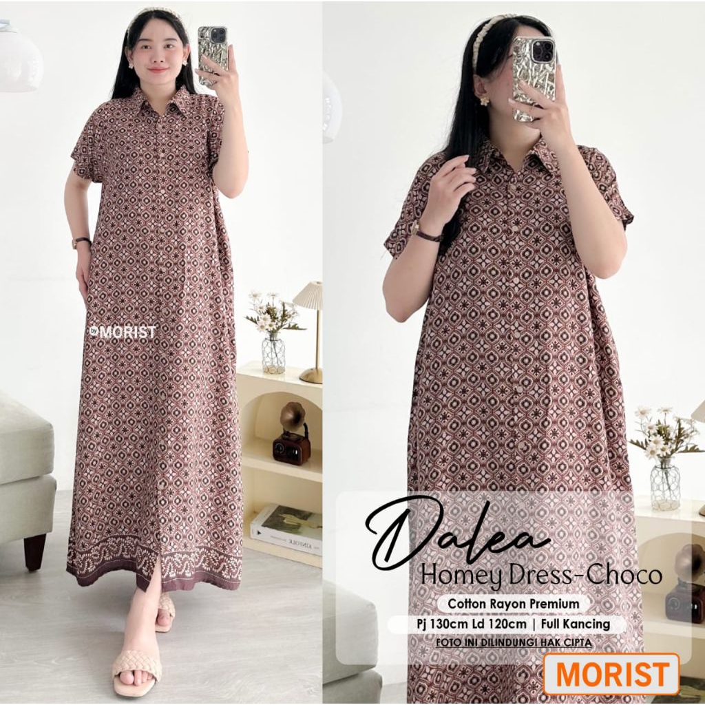 MOTIF RANDOM - Home Dress / Daster Panjang 130 cm Wanita Full Kancing Depan Daster Premium Jumbo By 