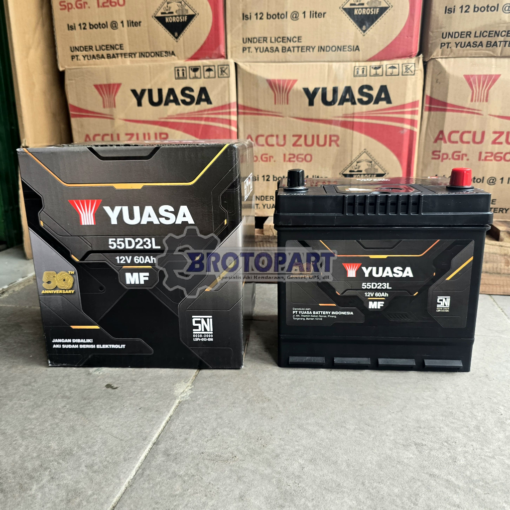 Aki Mobil YUASA 55D23L MF Aki Kering 12Volt 60Ah ORIGINAL YUASA