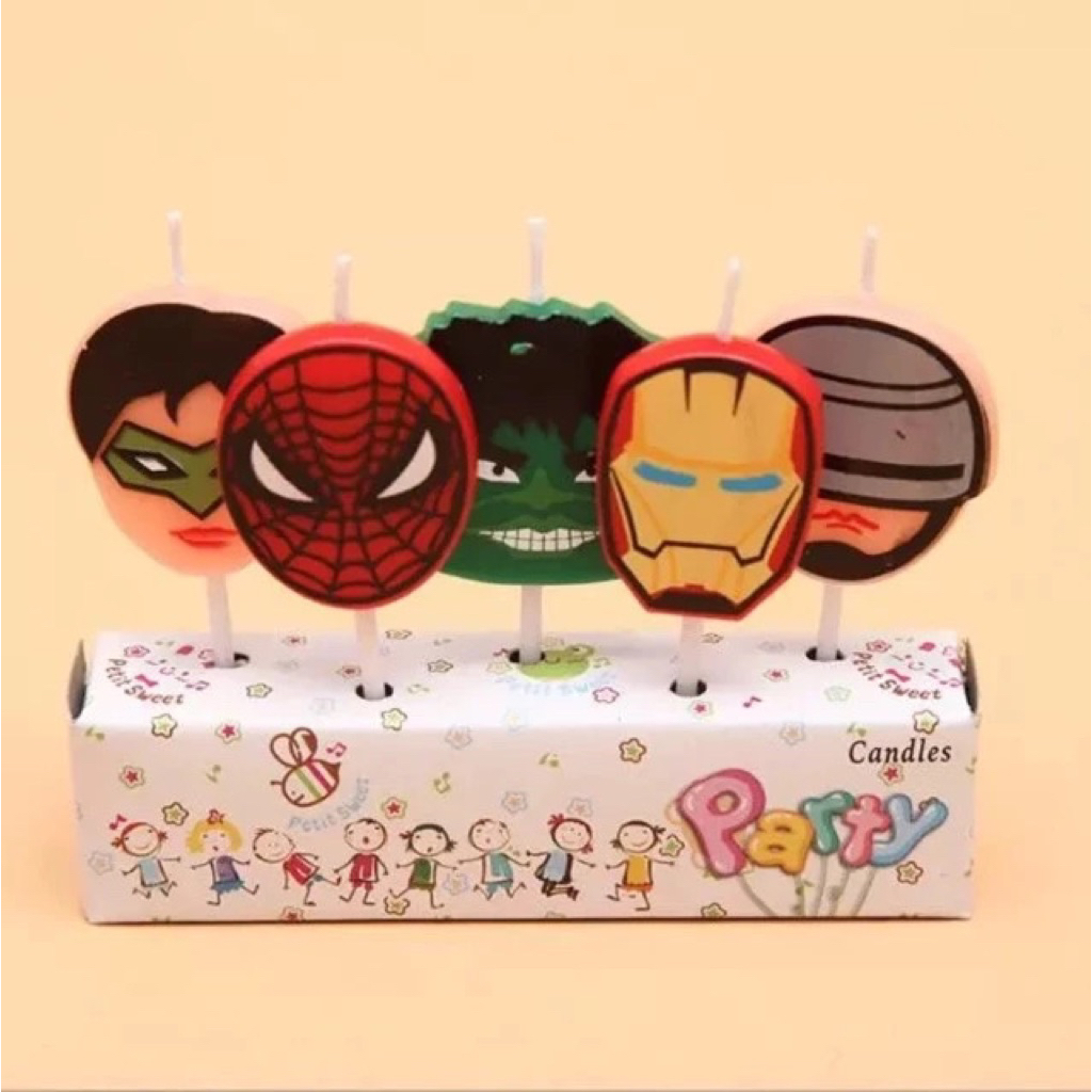 Lilin ulang tahun isi 5pc karakter avenger hulk spiderman ironman superhero super hero avengers cand
