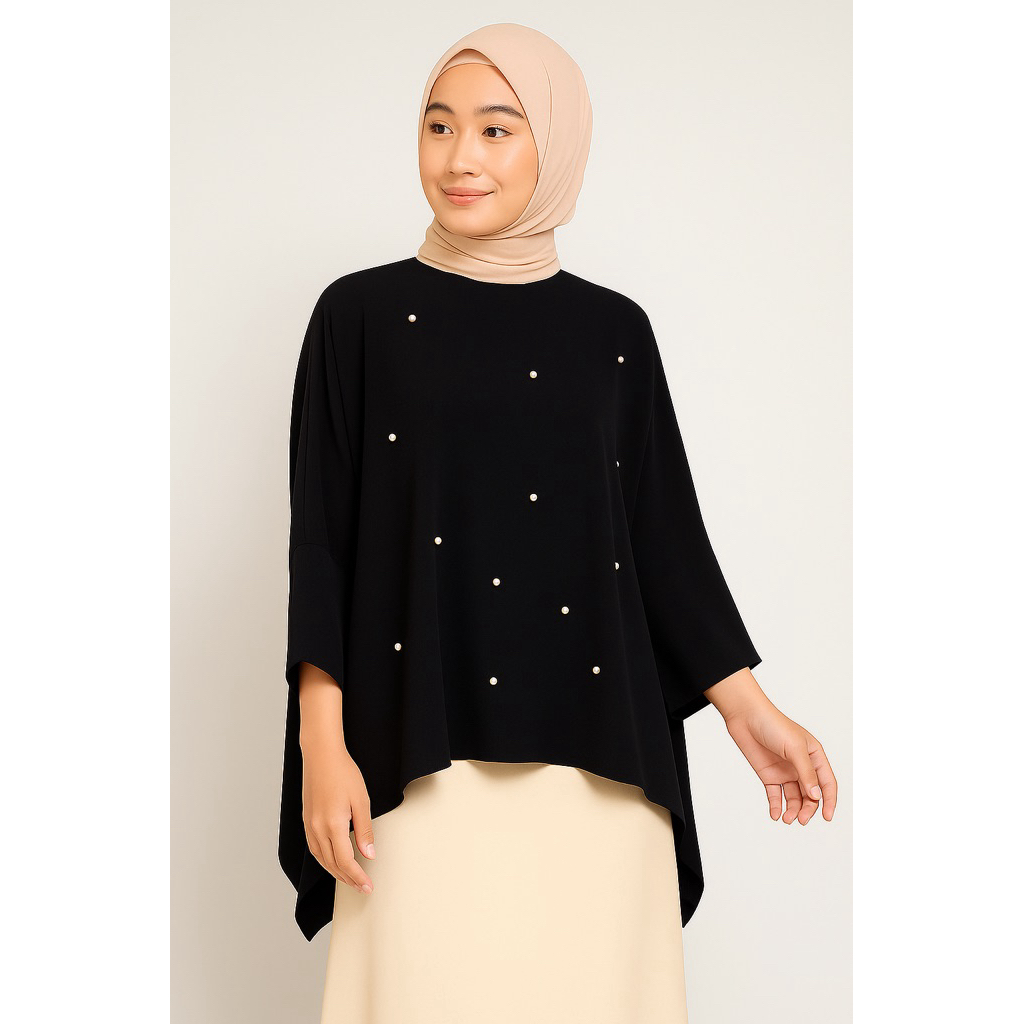 ZELLA OUTER- outer batwing ceruty payet mutiara/outer batwing kondangan elegan
