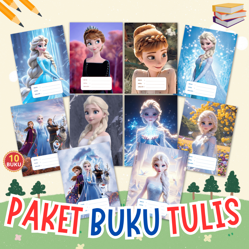 

Buku Tulis Full Color A5 Paket Isi 10 Buku 38 Lembar Tema Frozen | Buku Tulis Anak Sekolah PAUD TK SD Membaca Menulis