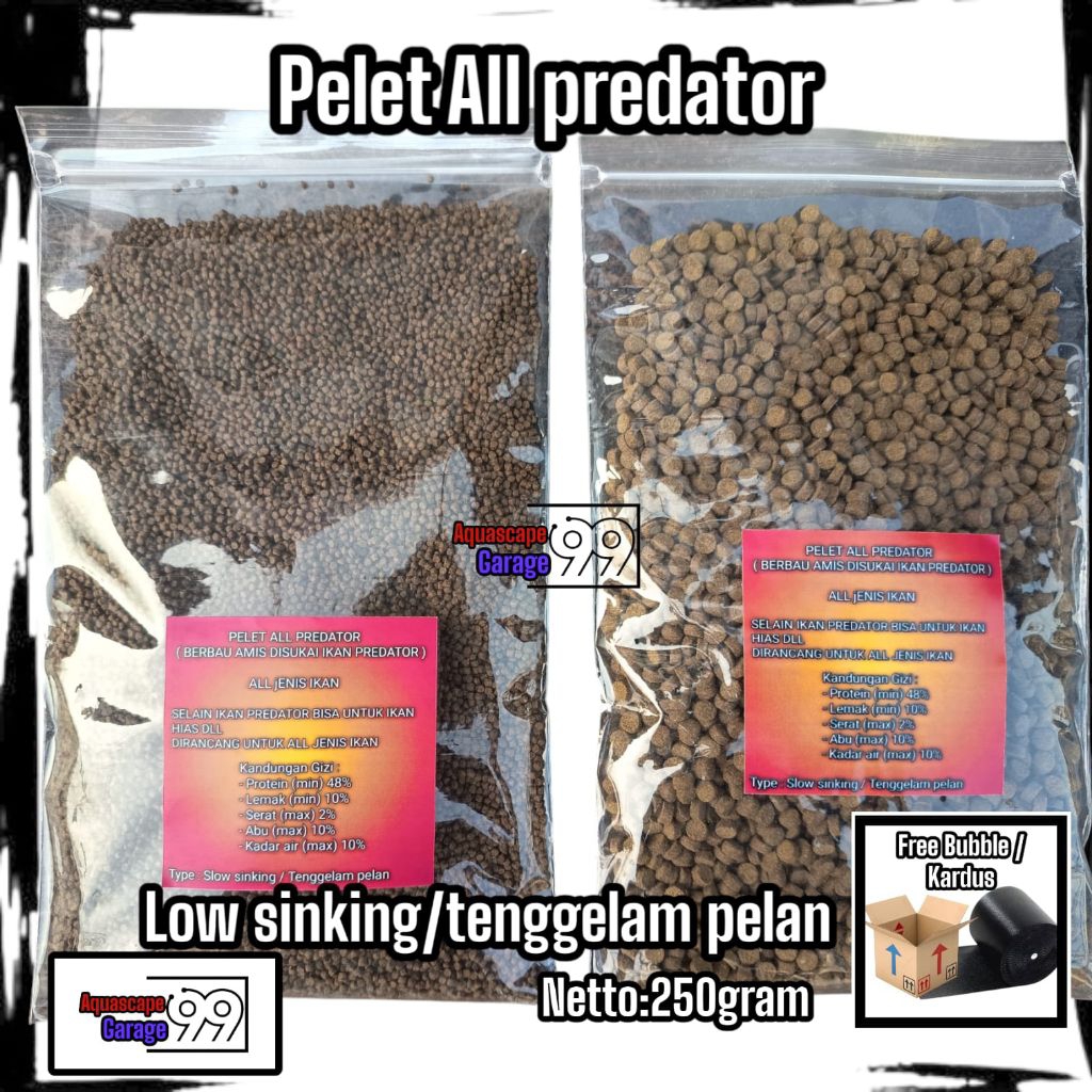 Pelet All predator 250 gram / Pelet louhan / pelet chana / pelet pbass / pelet oscar / Pelet arwana 
