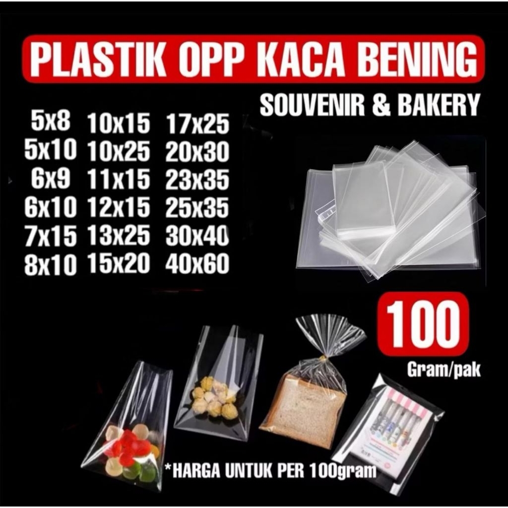 100gr Plastik Opp Bening Tebal Tanpa lem/Plastik aksesoris/Plastik snack