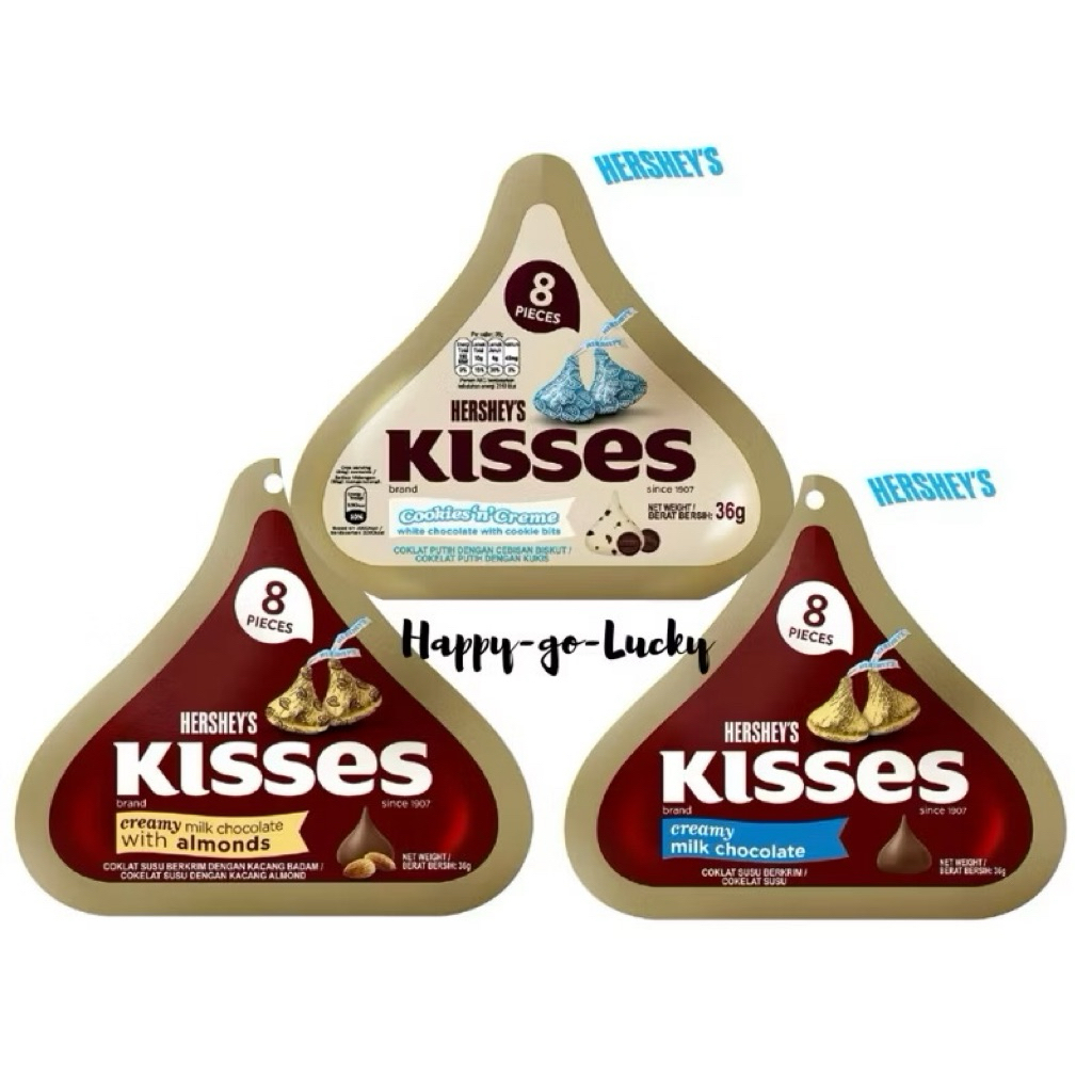 

Hershey’s Kisses 146 gr Cookies & Cream / Almond / Chocolate Milk isi 32 pcs