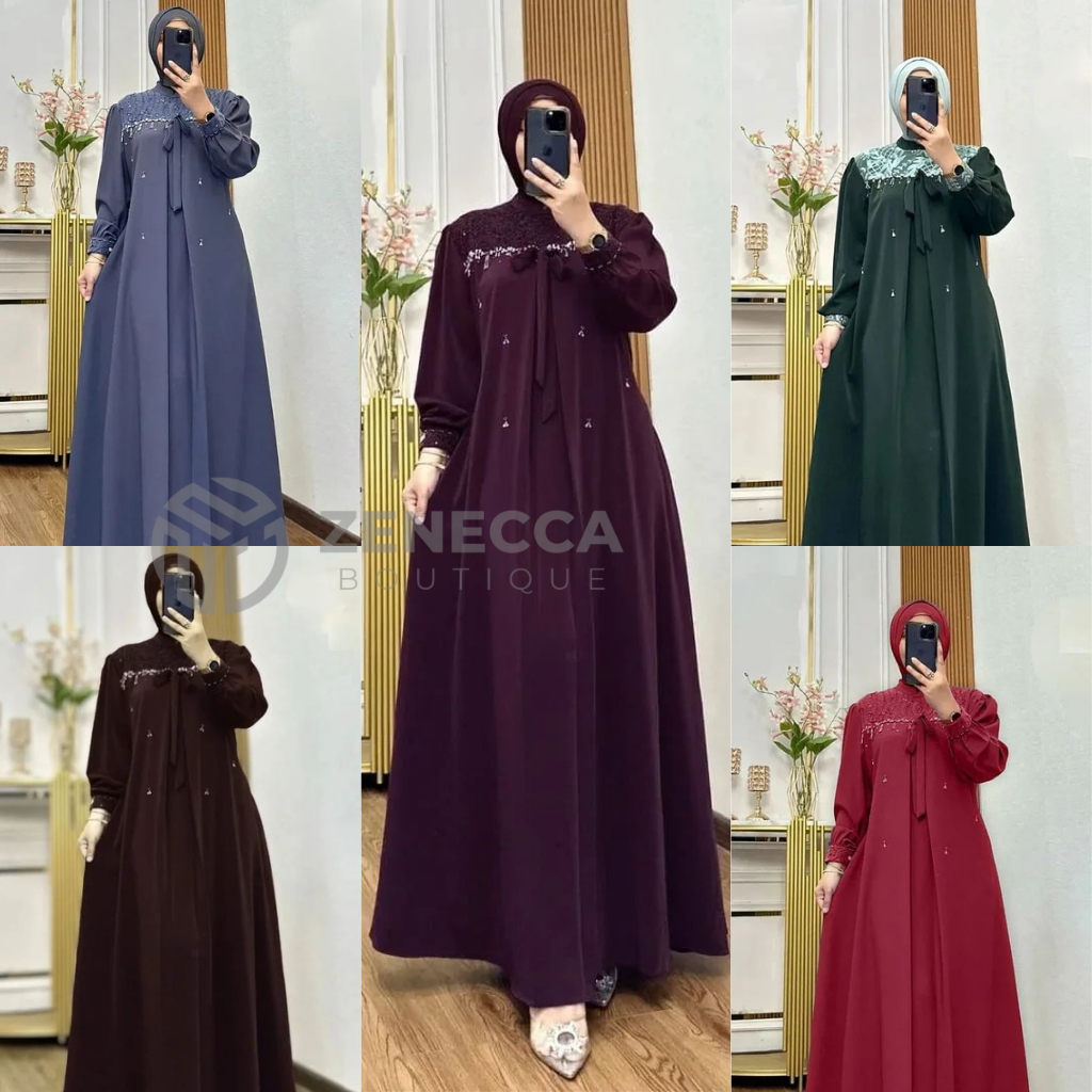 ZENECCA - ALICIA DRESS MIX BRUKAT  APLIKASI PAYET MUTIARA CERUTY BABYDOLL / RANIA MAXY DRESS / ZNC /