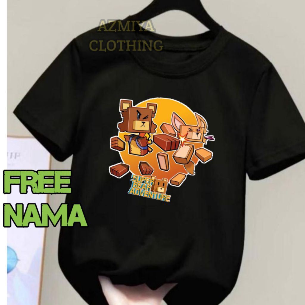 Kaos Baju anak kartun game super bear Adventure