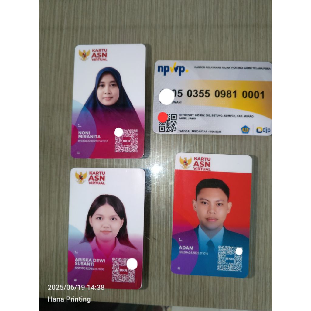 

cetak aneka kartu id card, my pertamina, BPJS, NPWP dan kartu lainnya