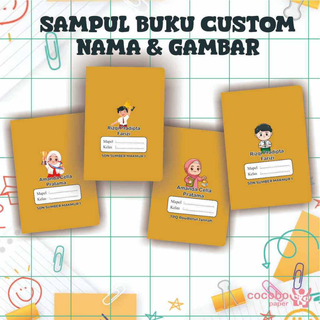 

SAMPUL BUKU ANAK SD CUSTOM NAMA COKLAT SATU LEMBAR (LANGSUNG KIRIM HARI INI)