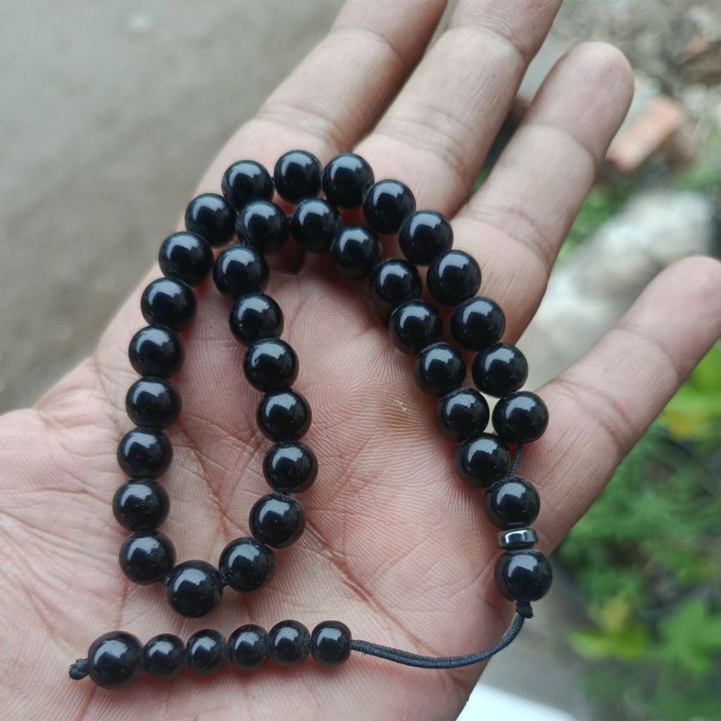 tasbih batu black onix 8 mm 33 butir
