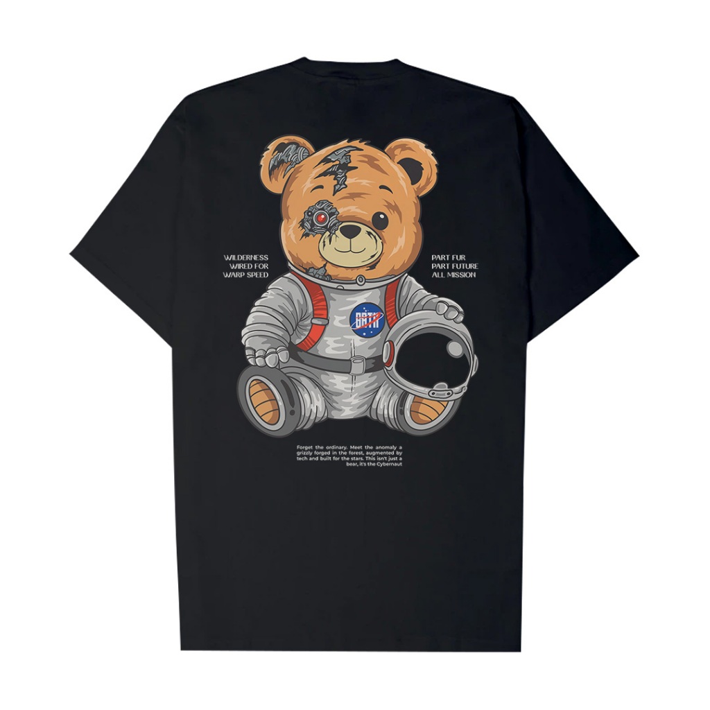 Gathco Tshirt Bear Astronout Black Oversize Streetwear Local Brand