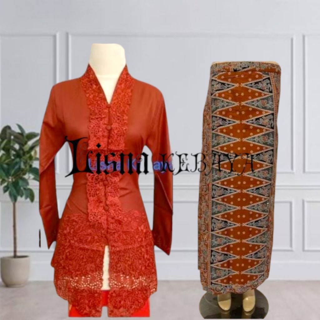 Kebaya Encim Dewasa Setelan Kebaya Encim Bawahan Rok Tumpal
