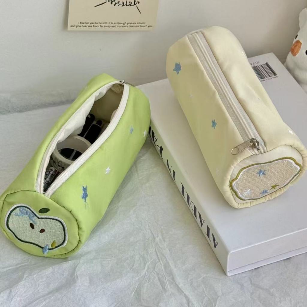 

Green Apple Star Green Pen Bag Cute Stationery Box Storage Bag Embroidered Stationery Bag Desktop Pen Box