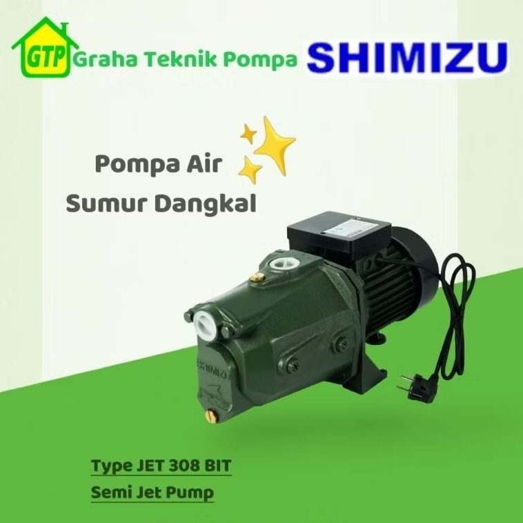 Shimizu Jet 308 BIT Pompa Sumur Air Dangkal - Semi Jet Pump