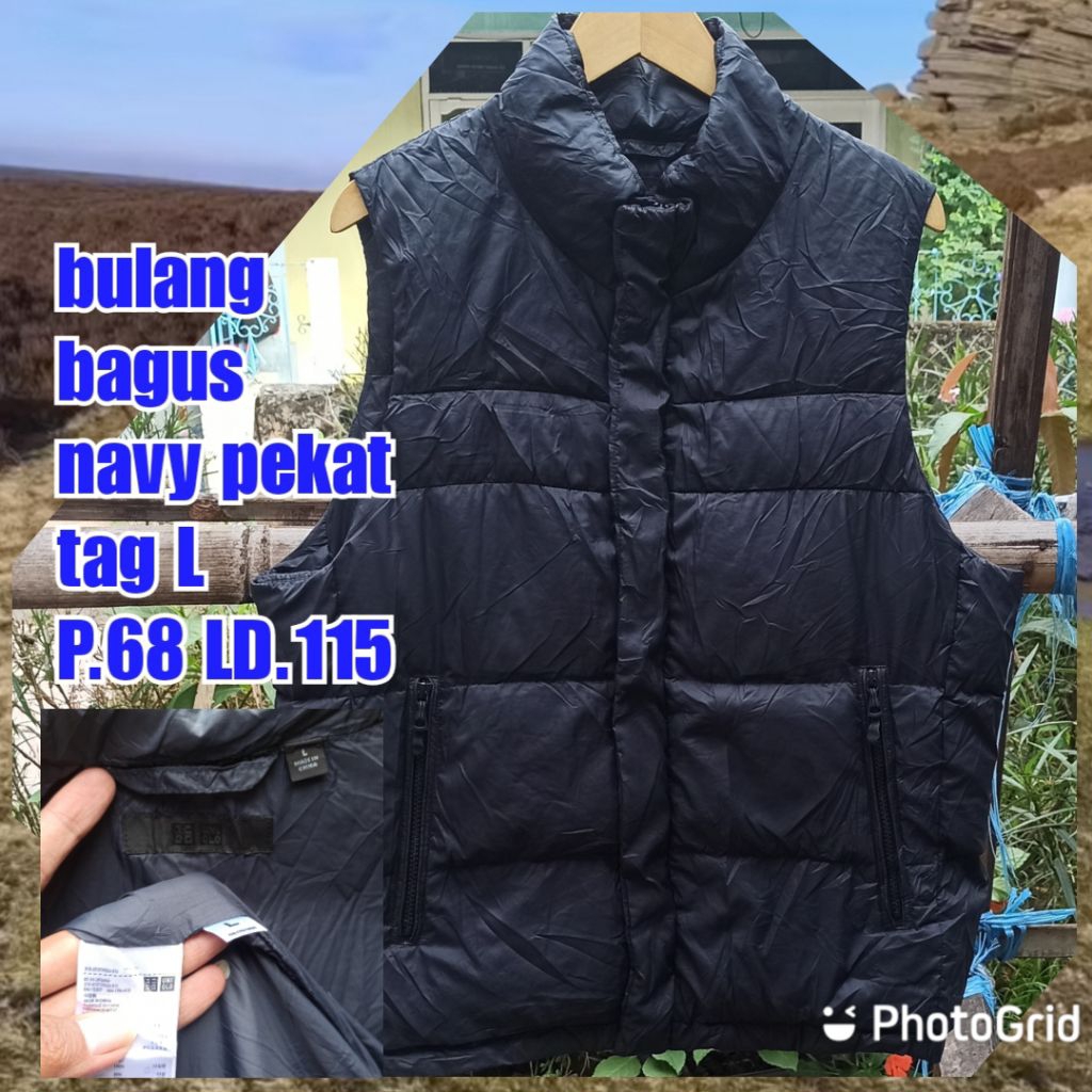 rompi vest gunung outdoor puffer gelembung winter salju bulang bulu angsa uniqlo L