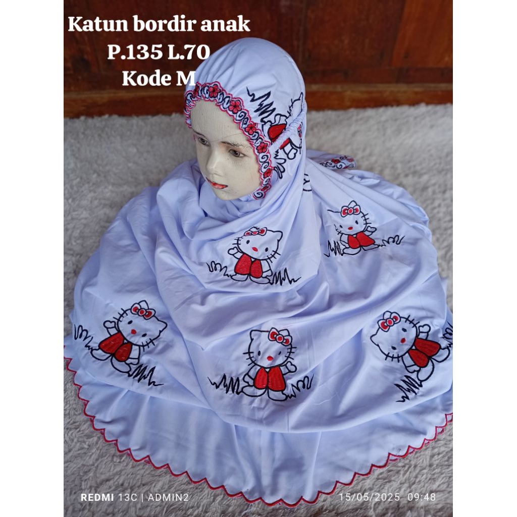 Mukena ANAK SD/MI TERUSAN LAJURAN polino bordir motif bunga warna warni cantik