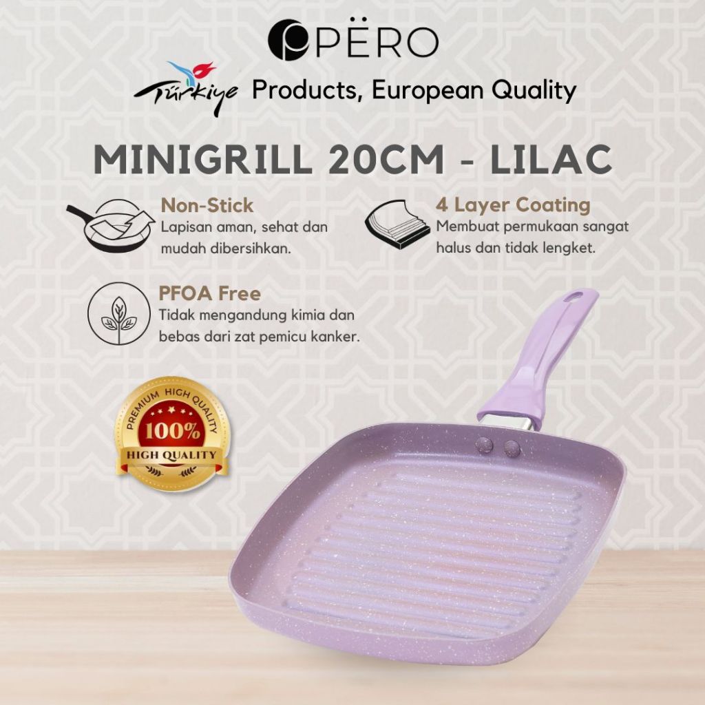 Pero Grill Pan 20cm / Panci Wajan Panggang BBQ Anti Lengket Granite