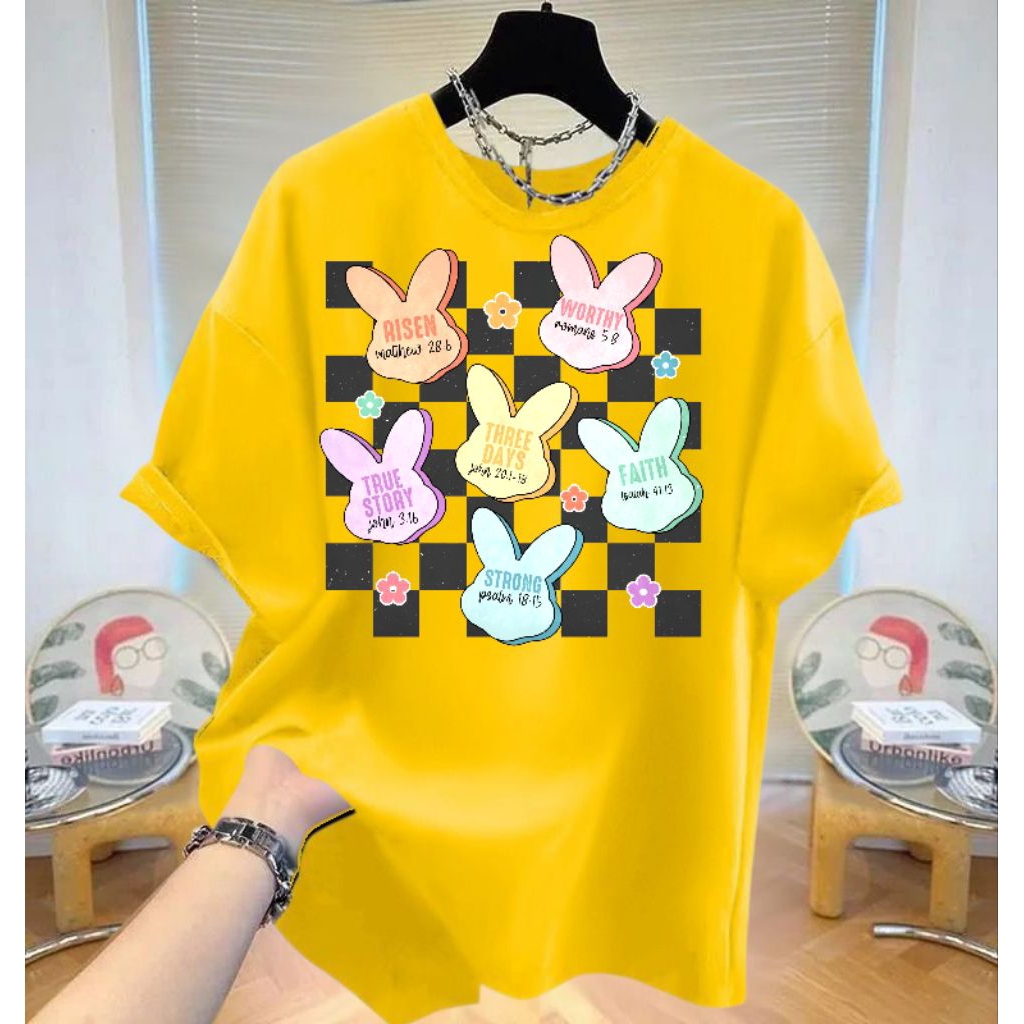 Kaos Jumbo wanita dewasa Kuning terbaru boneka kelinci lucu