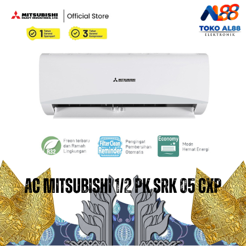 AC MITSUBISHI 1/2 PK SRK05CXP2-W3 | AC SPLIT STANDARD HEAVY DUTY R32 - UNIT ONLY