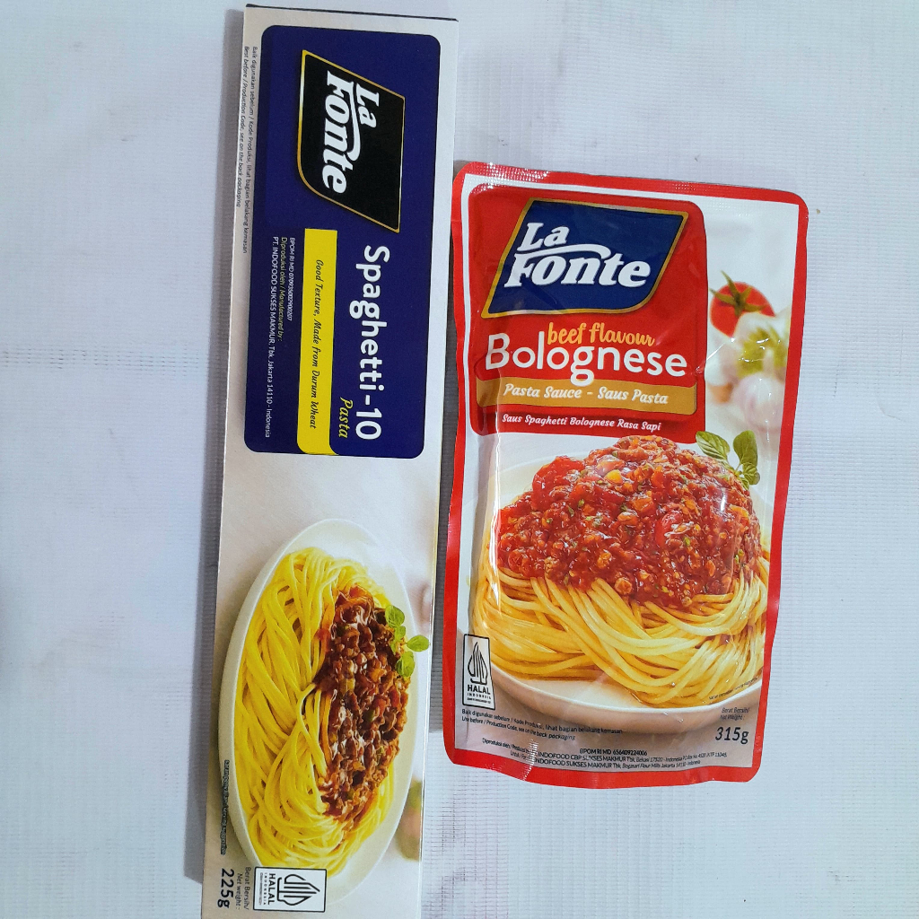 

PAKET EKONOMIS Lafonte Spaghetti + Lafonte saus Bolognese 315gr