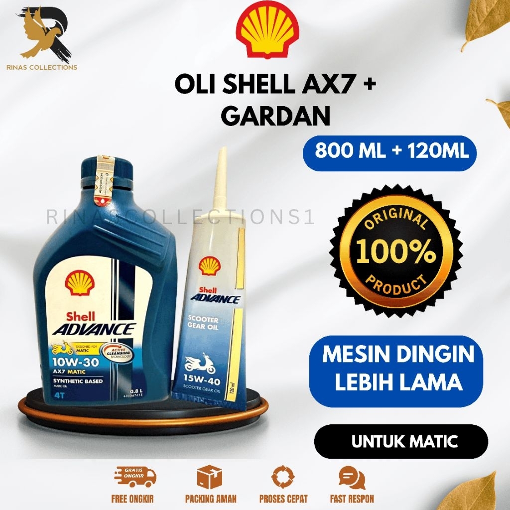 PAKET OLI SHELL AX 7 0,8L +OLI GARDAN SHELL 120ML