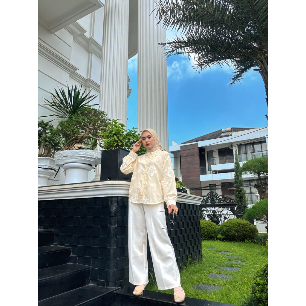 Museza Atasan kemeja Alana shirt bahan cotton bordir