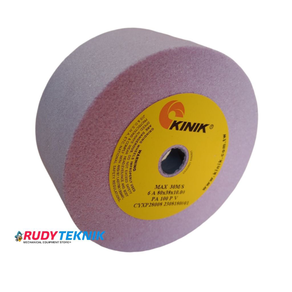 Batu Gerinda Model Mangkok Lurus 3inci KINIK PINK 6A 80 x 38 x 10.00 Grit 100