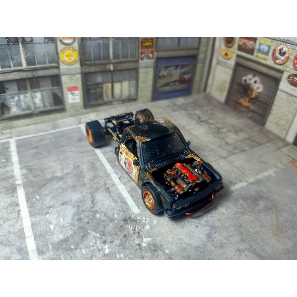 Custom Diecast Hot Wheels Datsun 620 Pick up Rustic series