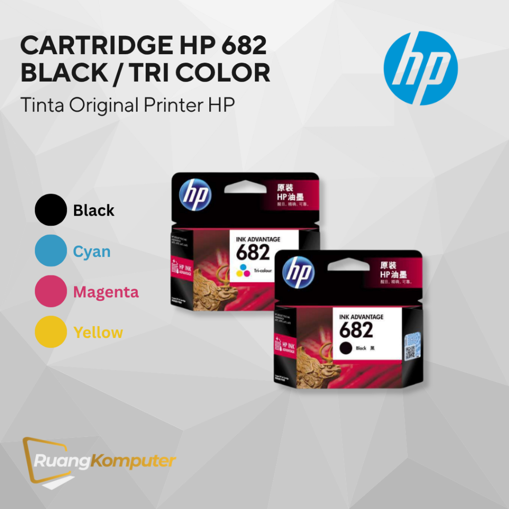 HP 682 CARTRIDGE  REFILL TINTA PRINTER BLACK & TRI COLOUR / TINTA HP 682