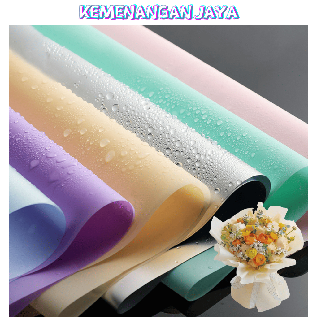 

Flower Wrapping Full Color Kertas Buket Polos Solid Opp Cellophane Hand Bouquet Florist KB02