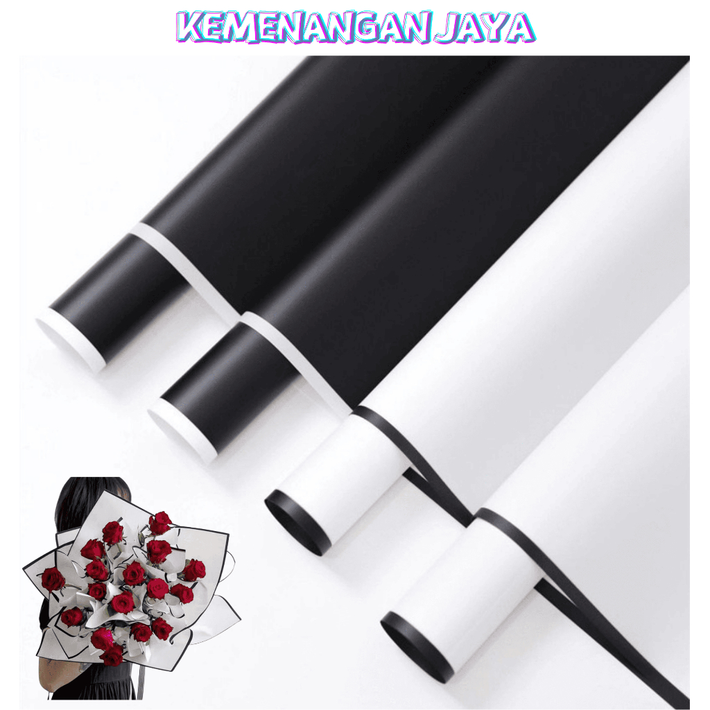 

Kertas Buket Bunga Flower Wrapping Black White Cellophane Paper List Hitam Putih KB006