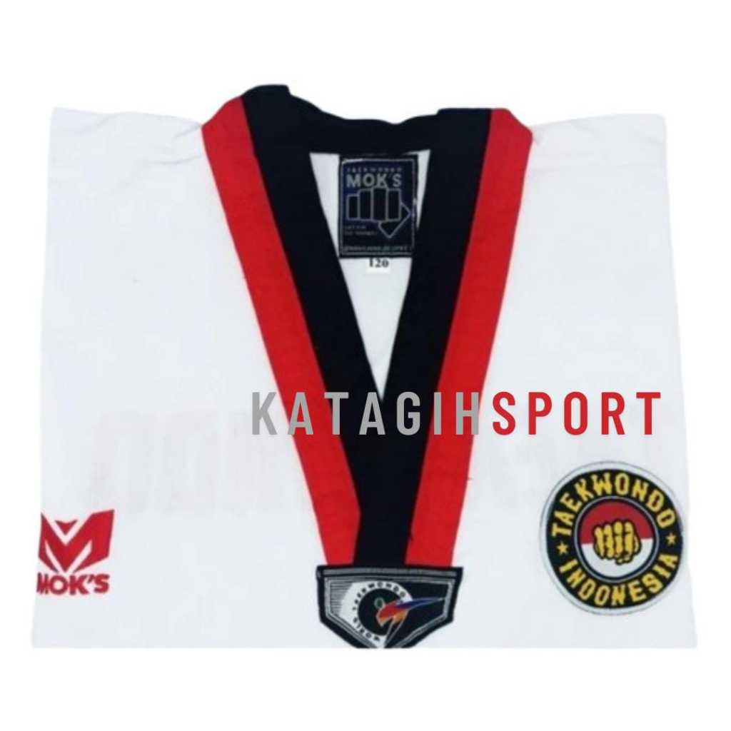 BAJU TAEKWONDO MOKS BIST HITAM MERAH / Dobok Taekwondo Poom Moks Young Fighter