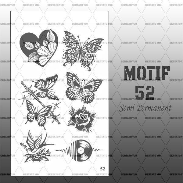 BERTATO-Stiker tato temporer semi permanen Seri TM-02 / Tato temporer anti air semi permanen / Berta