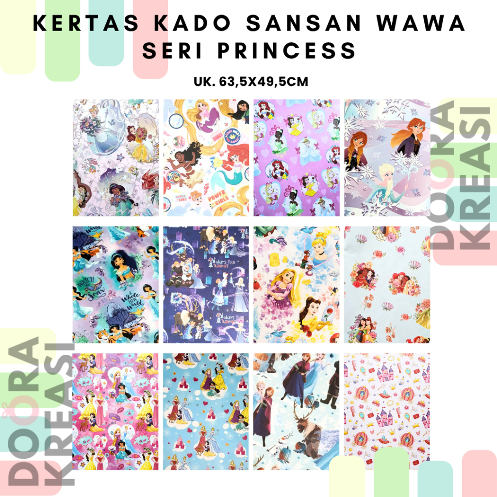 

Kertas Kado Wrapping Paper Sansan Wawa Seri Princess