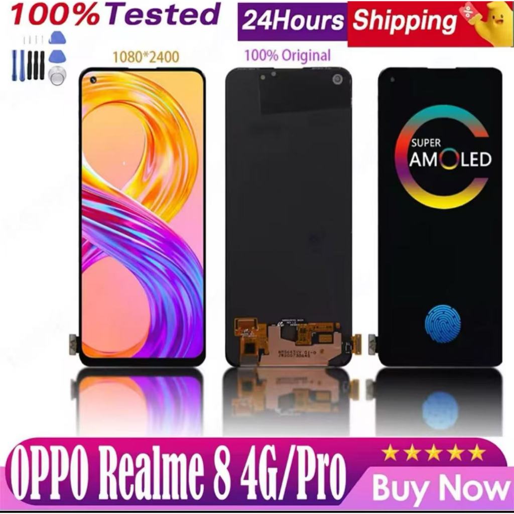 Original For OPPO Realme 8 4G RMX3085 Realme 8 Pro RMX3081 LCD Display Touch Screen Digitizer Assemb