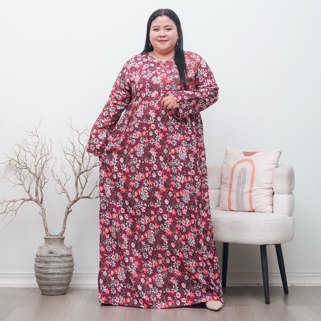 GAMIS RAYON JUMBO MUAT BB 100 KG LD 130 MOTIF BUNGA GAMIS BUG SIZE RAYON TERBARU KEKINIAN GAMIS JUMB