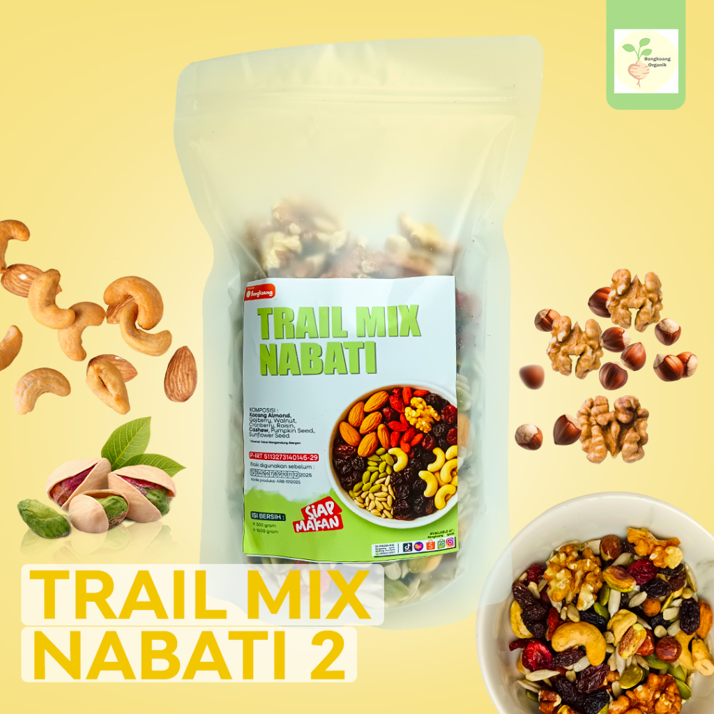 

TRAIL MIX NABATI 125gr - Almond, Gojiberry, Walnut, Cranberry, Raisin, Cashew, Pumpkin Seed, Sunflower Seed