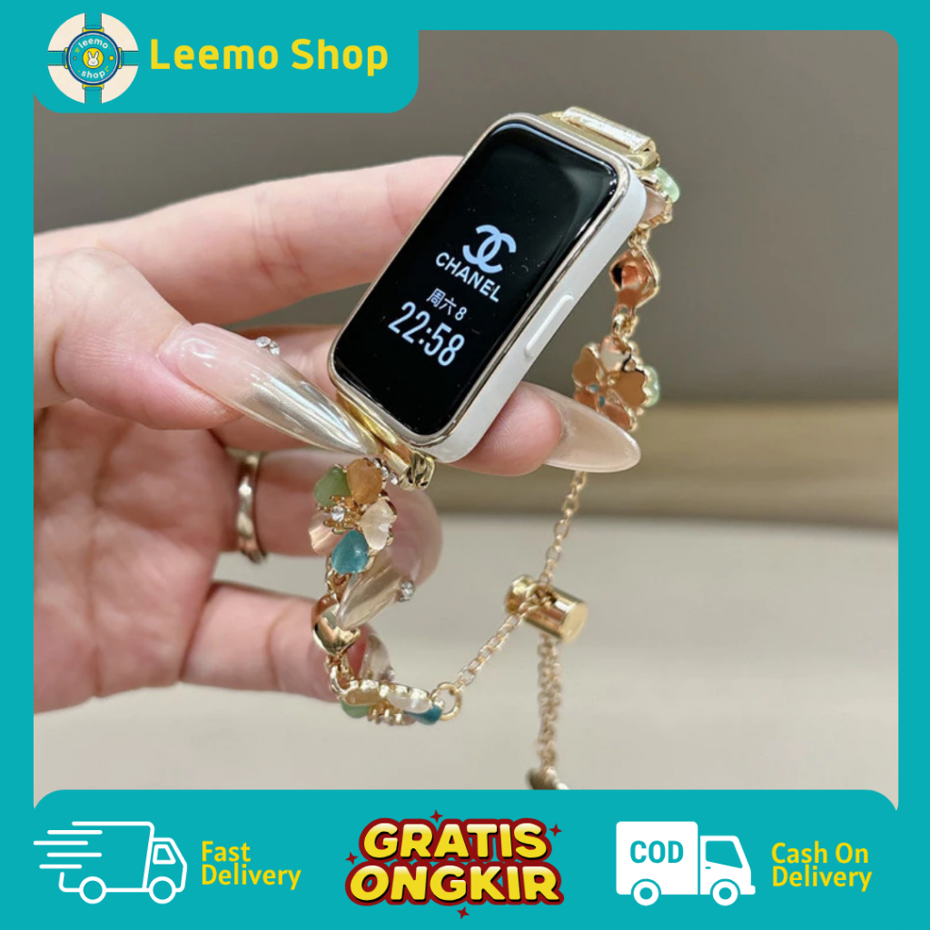 Tali Jam Strap Jam jam tangan wanita Huawei Band 8 9 10 Strap Jam Tali Serut Rantai Bunga Sakura Coc