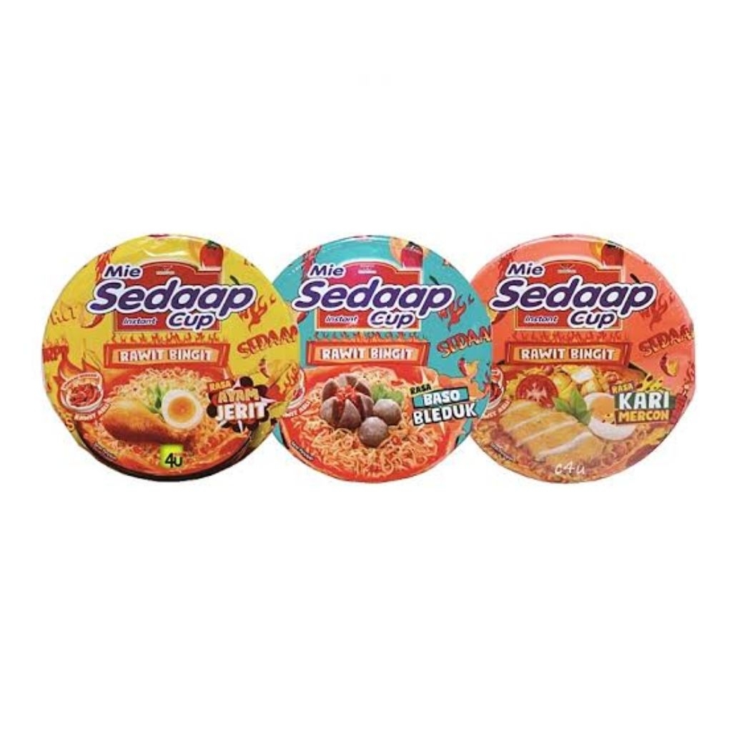 

Mie Sedap Cup RAWIT BINGIT, dengan 3 varian rasa. (setiap pembelian akan mendapatkan 3 rasa sekaligus)