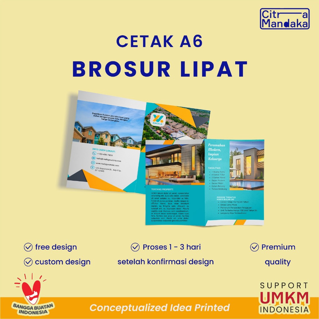 

Cetak Brosur Lipat Art Paper Promosi Print Leaflet HVS A6